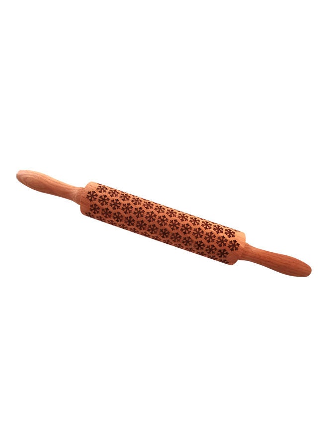 Generic - Wooden Embossing Pattern Rolling Pin Brown 39cm - Image 1