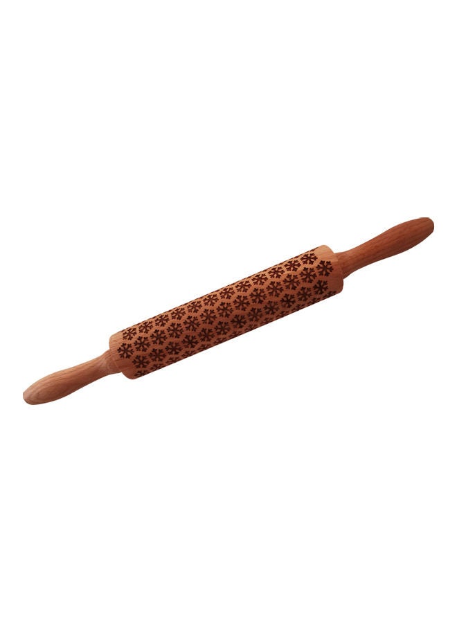 Generic - Wooden Embossing Pattern Rolling Pin Brown 39cm - Image 1