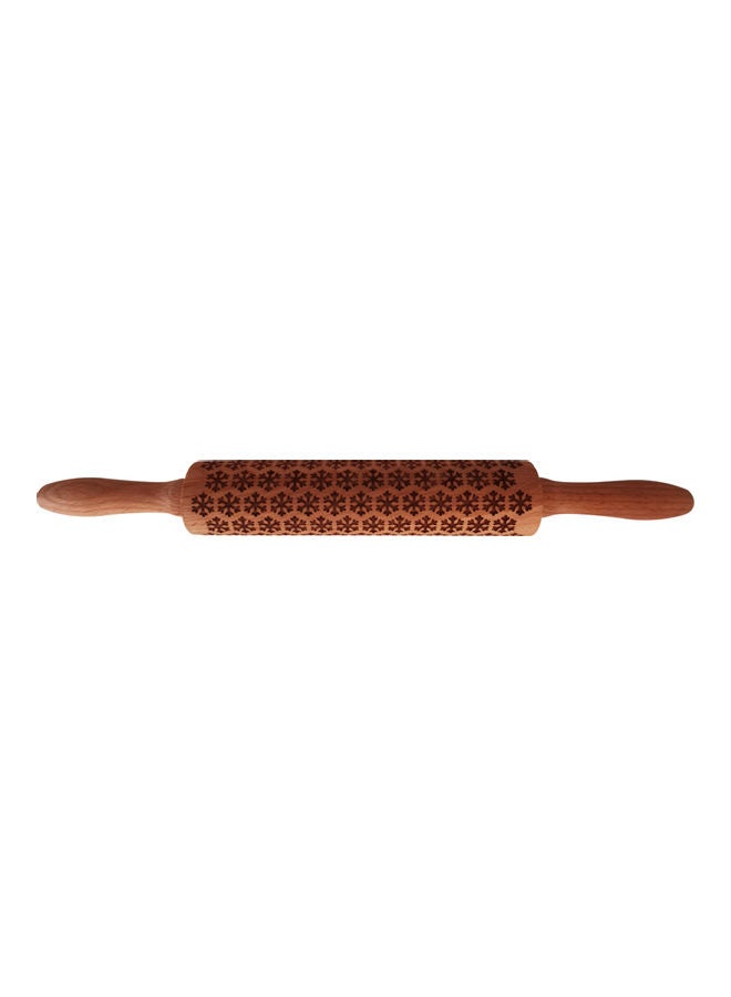 Generic - Wooden Embossing Pattern Rolling Pin Brown 39cm - Image 1