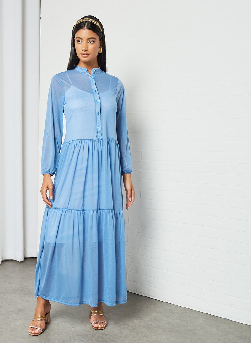 SIVVI for HANIYA Sheer Maxi Dress Blue  - Image 3