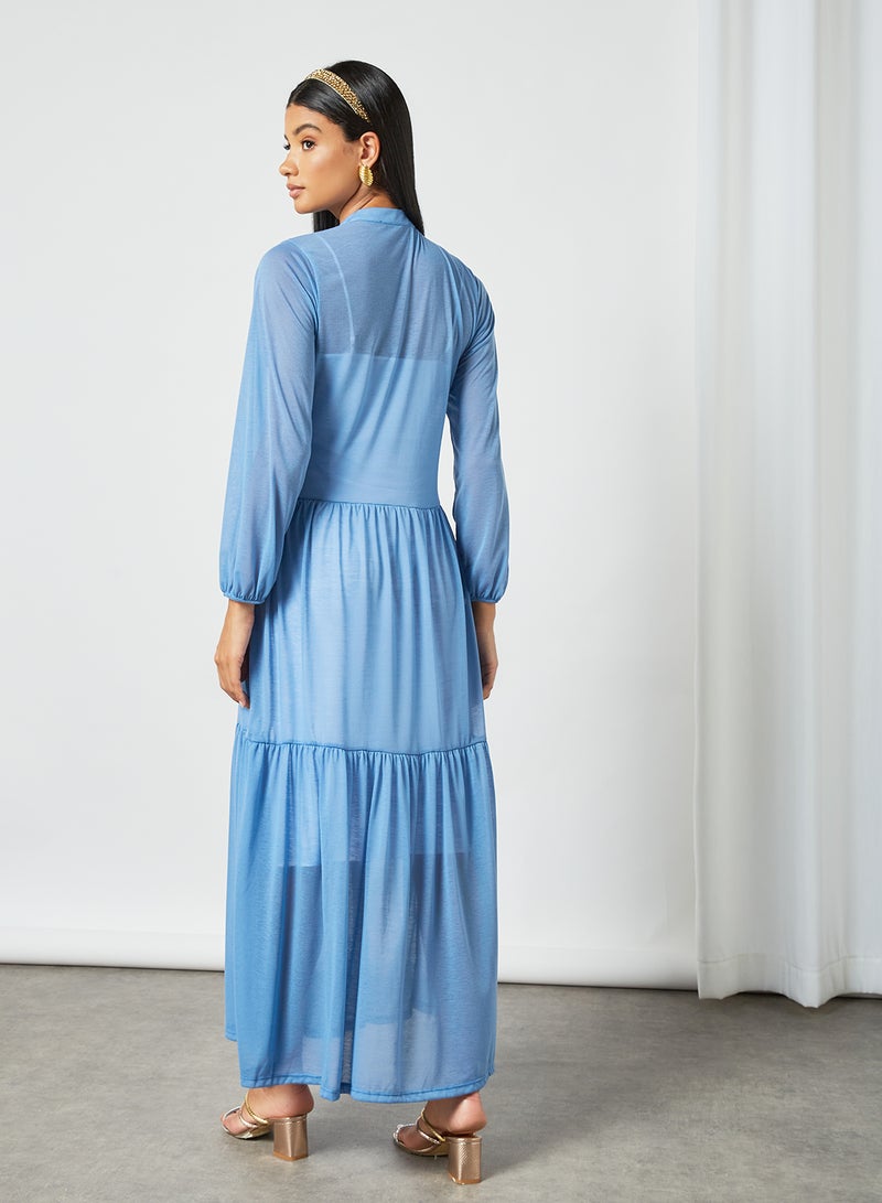 SIVVI for HANIYA Sheer Maxi Dress Blue  - Image 4