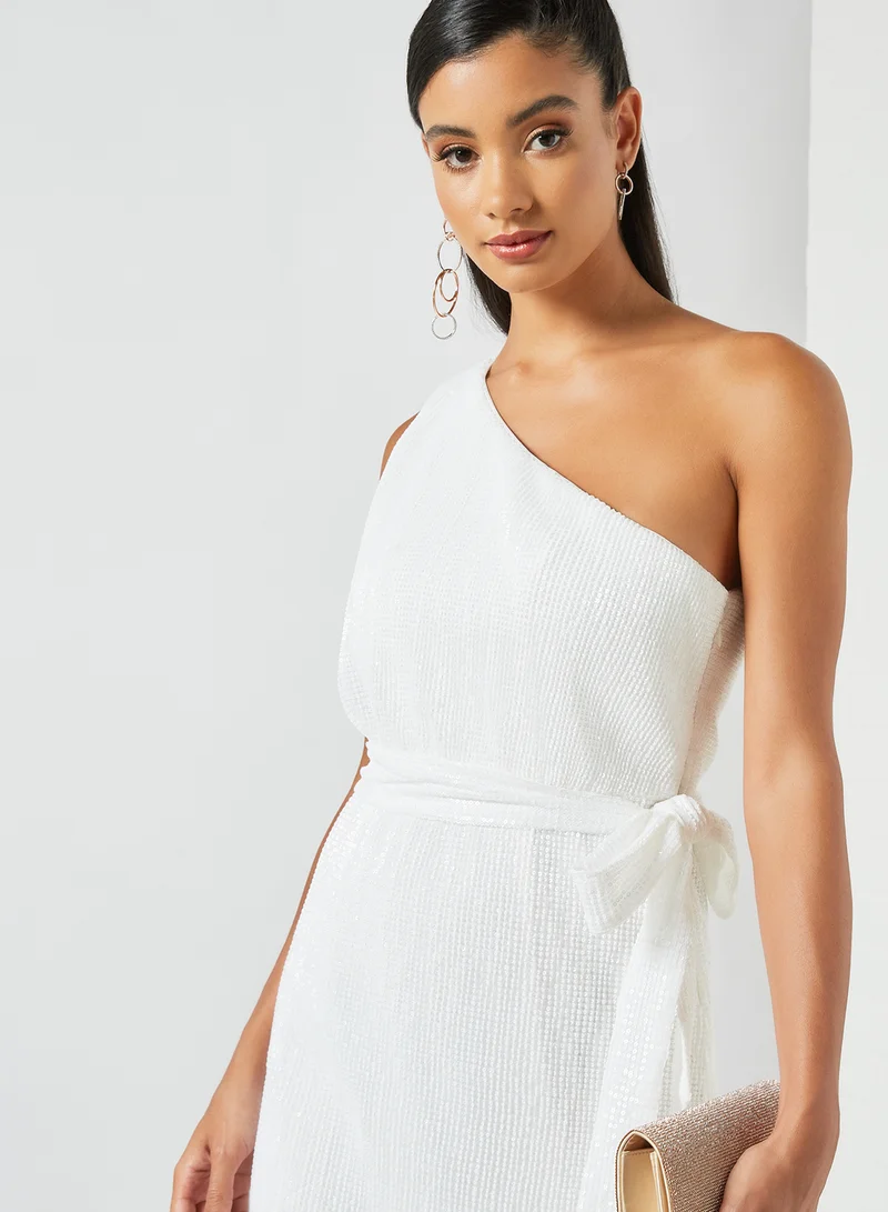 فورايفر نيو Sequin One-Shoulder Dress أبيض