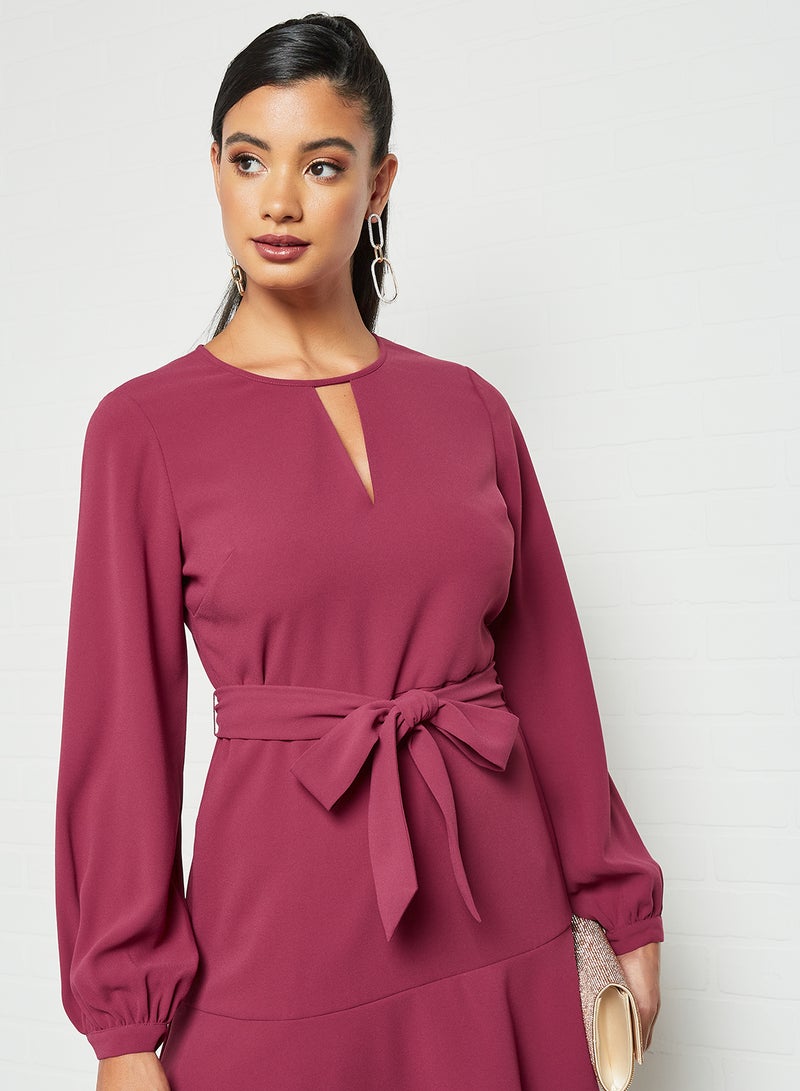 forever new - Tegan Tie-Up Waist Dress Burgundy - Image 1