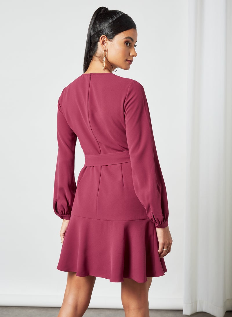 forever new - Tegan Tie-Up Waist Dress Burgundy - Image 1