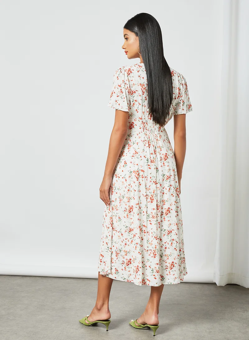forever new Floral V-Neck Dress Multicolour