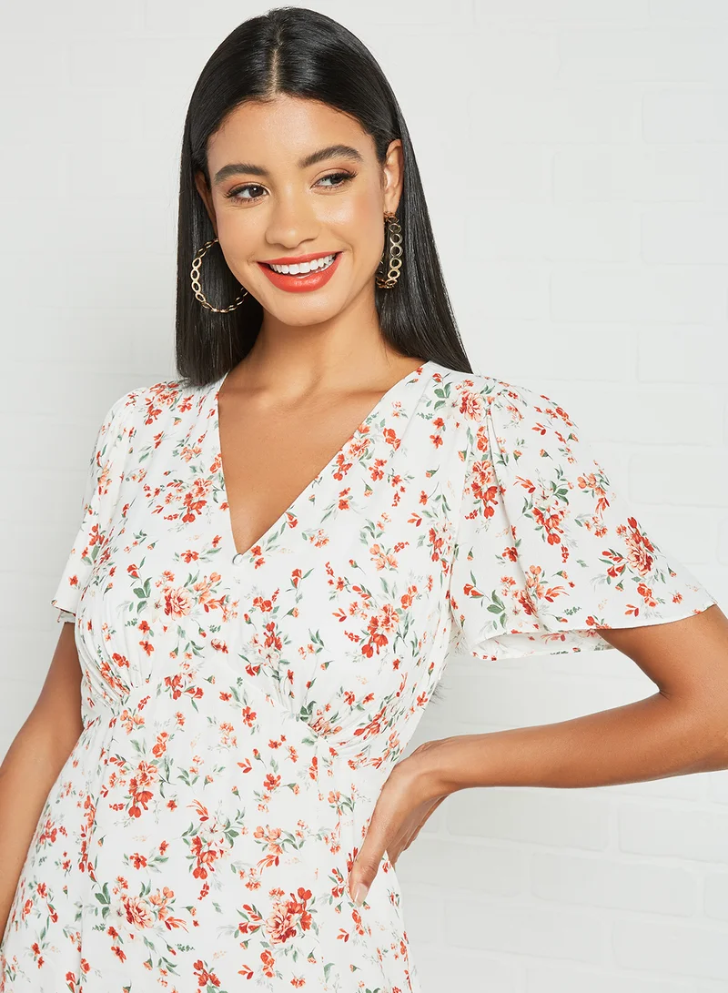 forever new Floral V-Neck Dress Multicolour