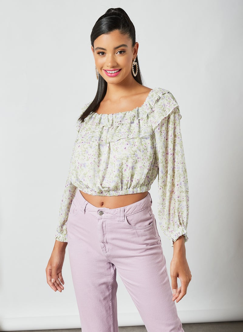 Olivia Ruffle Crop Top Multicolour - v1625231779/N47323106V_1