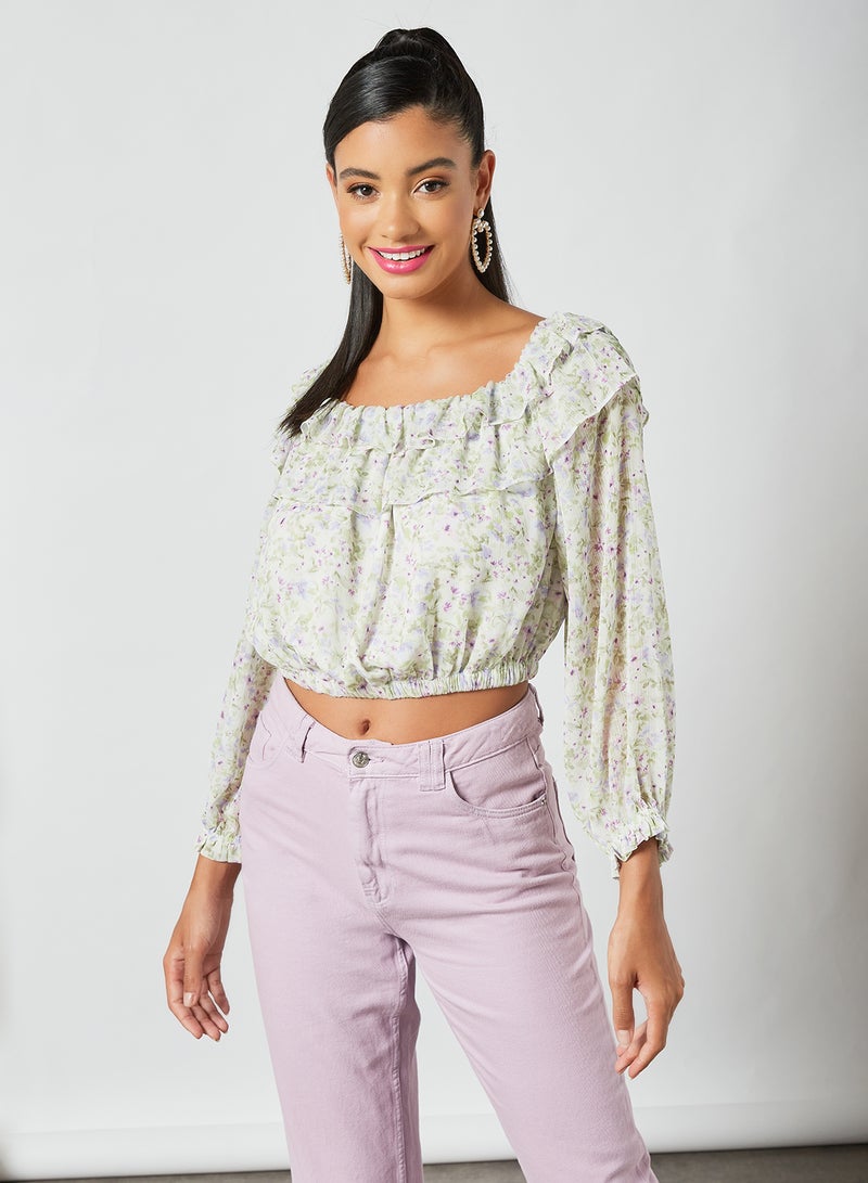 forever new - Olivia Ruffle Crop Top Multicolour - Image 1