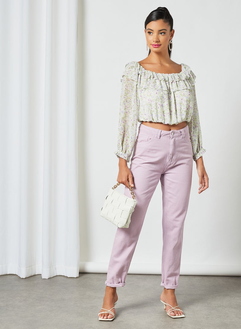 forever new - Olivia Ruffle Crop Top Multicolour - Image 1