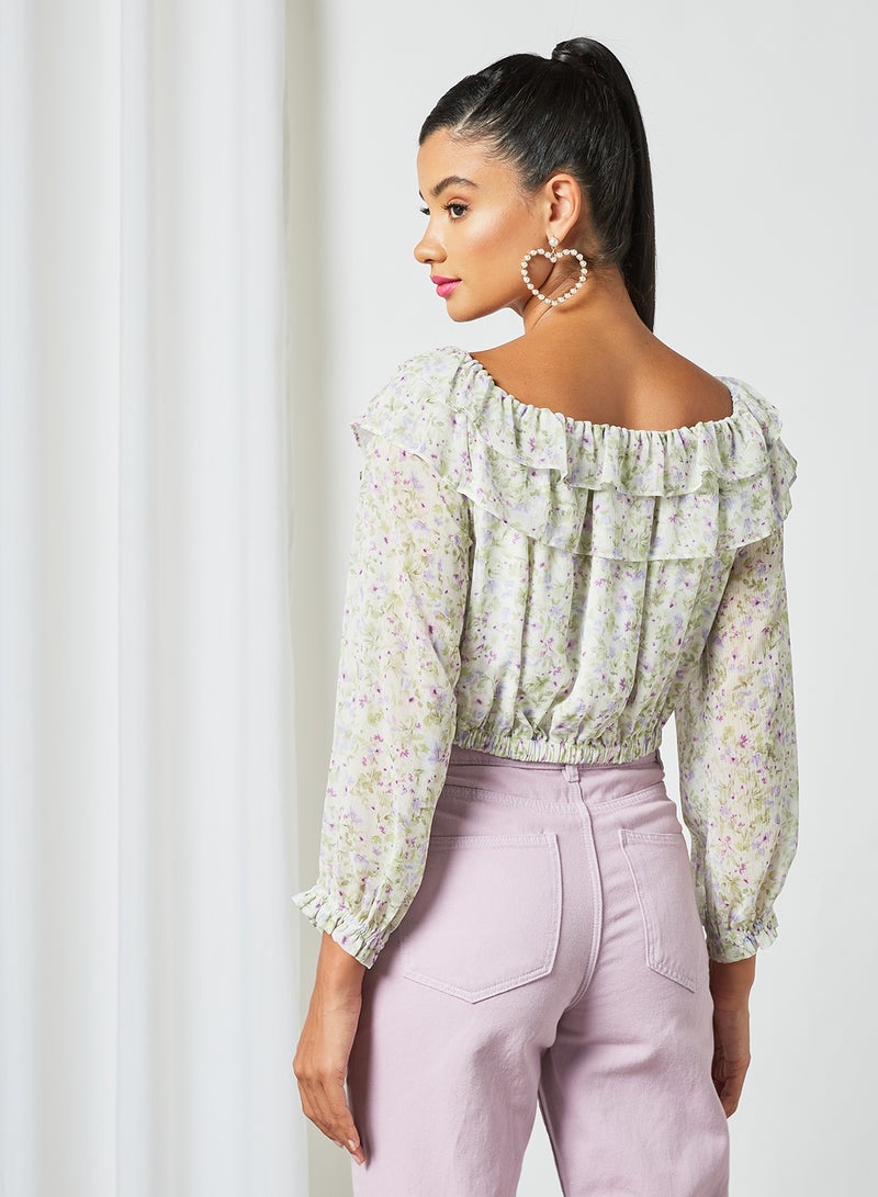 forever new - Olivia Ruffle Crop Top Multicolour - Image 1