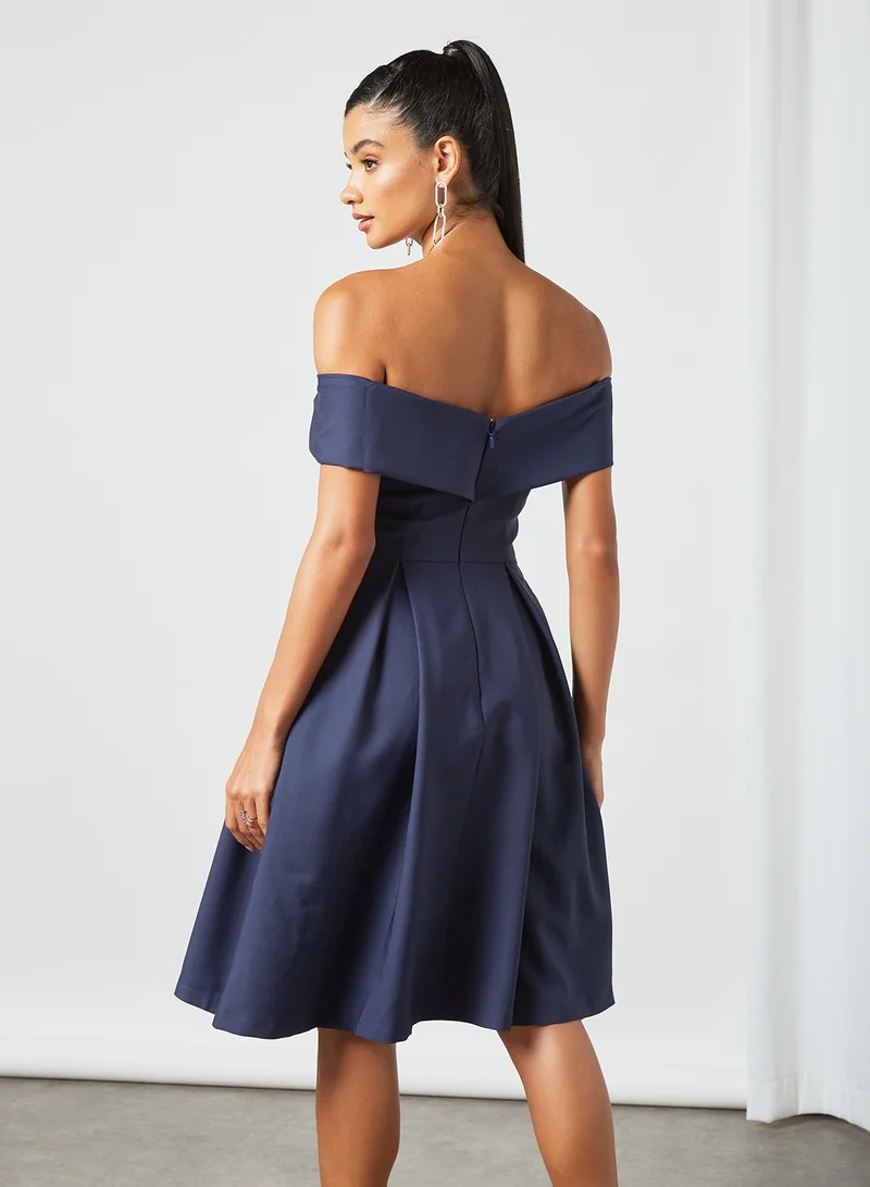 Chi-Chi London Off-Shoulder Dress Navy