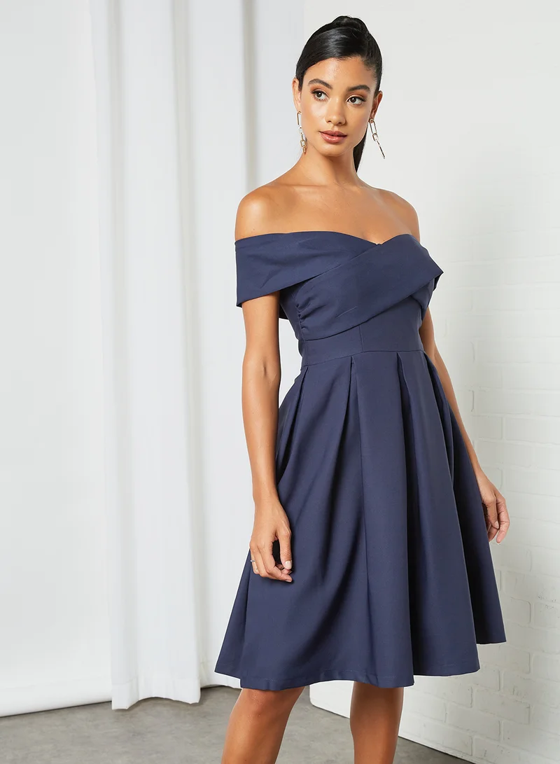 Chi-Chi London Off-Shoulder Dress Navy