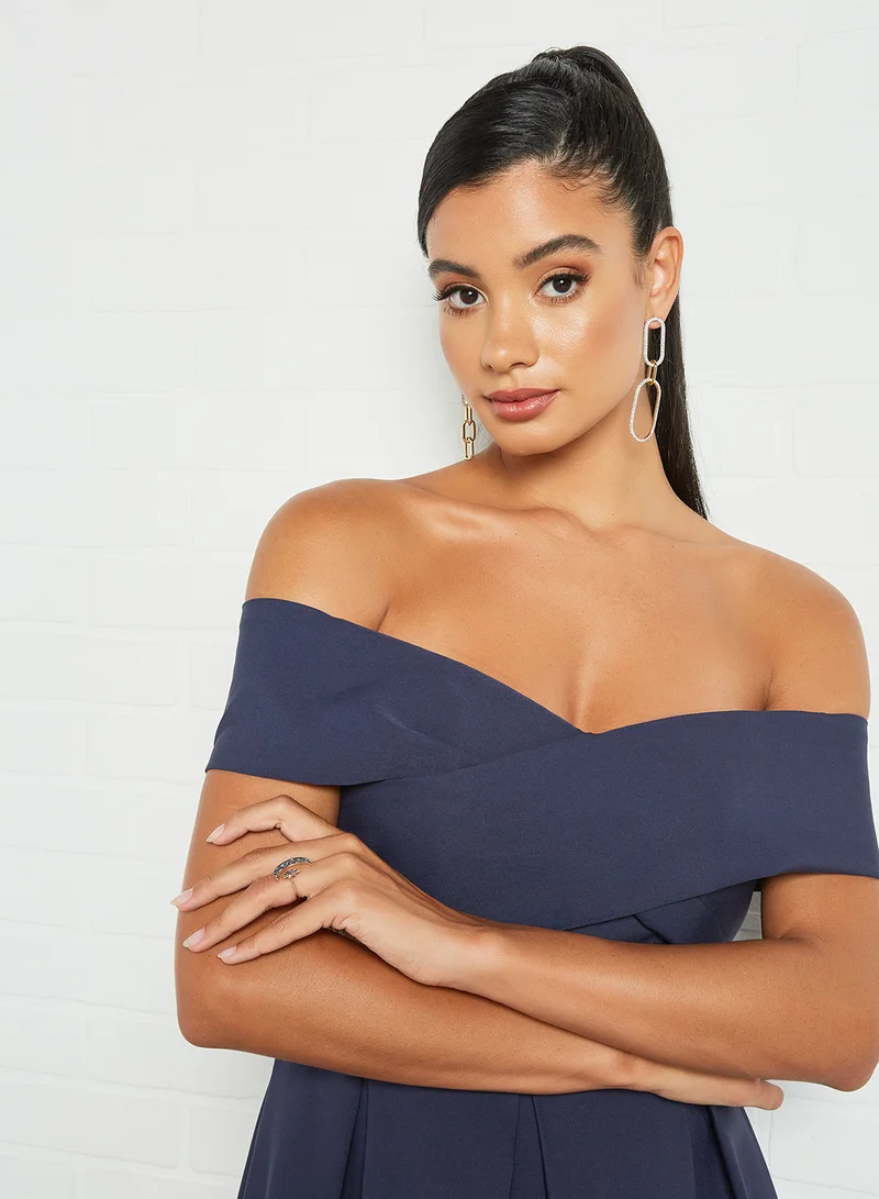 Chi-Chi London Off-Shoulder Dress Navy