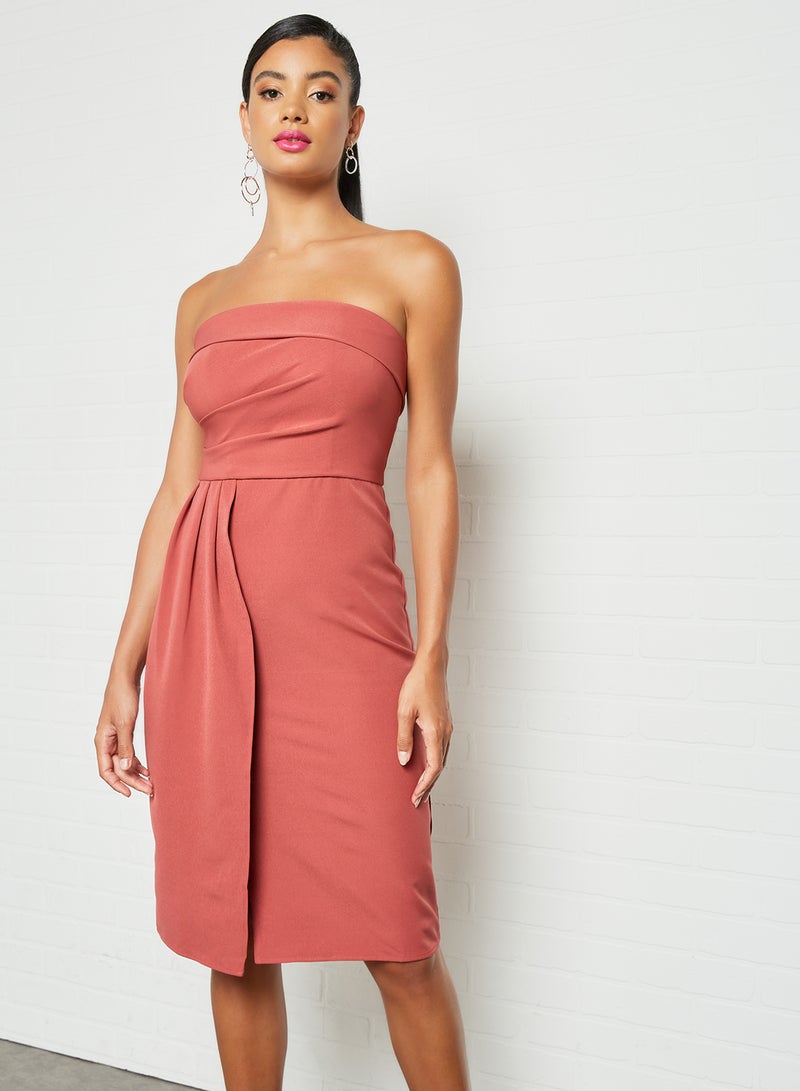 Chi-Chi London - Bandeau Bodycon Dress Rust - Image 1
