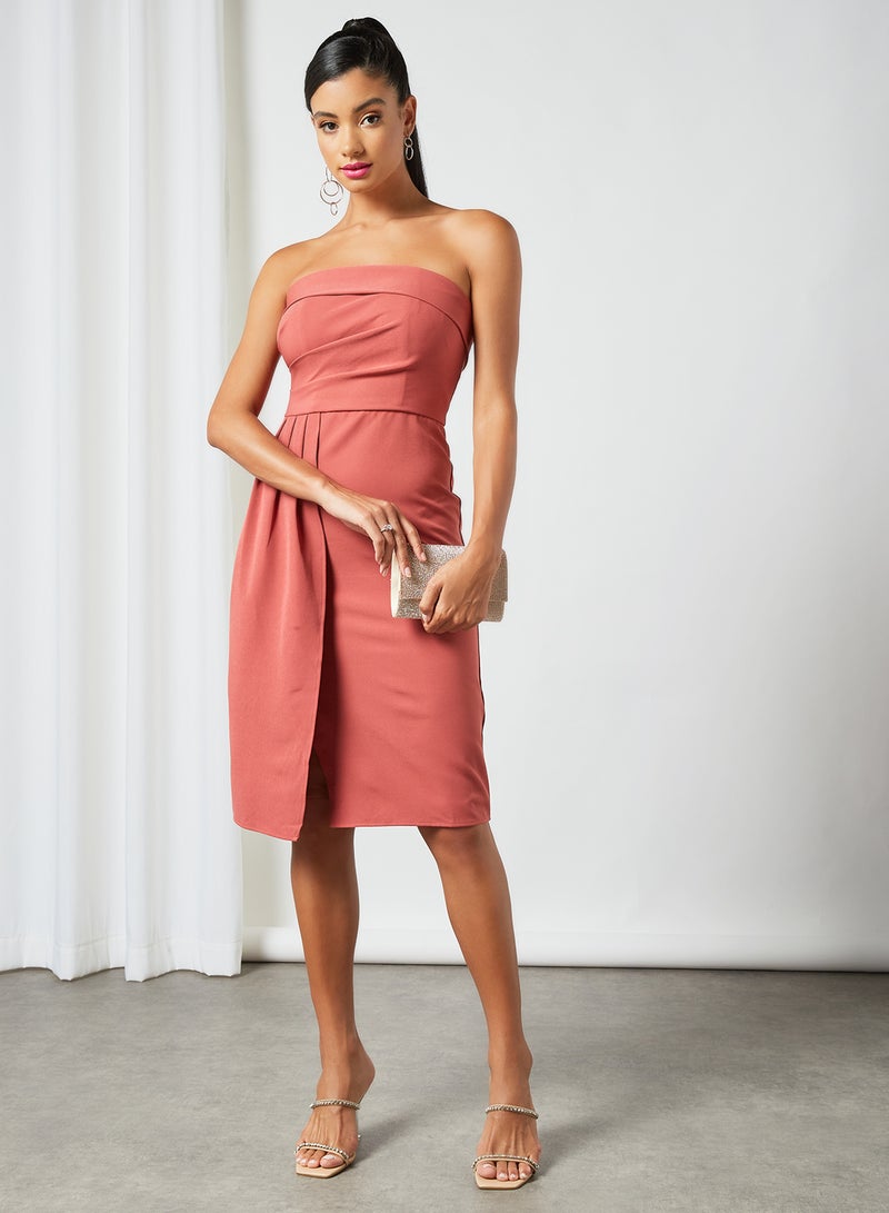 Chi-Chi London - Bandeau Bodycon Dress Rust - Image 1