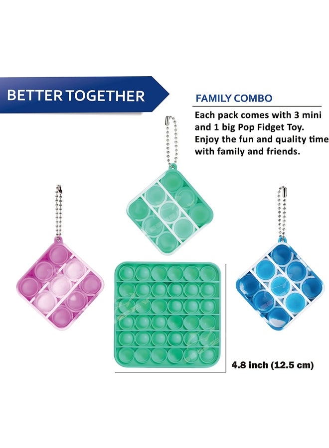 XiuWoo - 4-Piece Keychain Push Pop Bubble Fidget Toy - Image 1