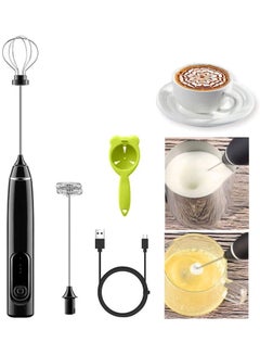 XiuWoo 3 Speed Rechargeable Milk Frother Handheld Electric Foam Maker with Stainless Whisk Black one sizecm  - Image 1