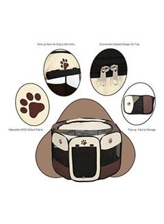 XiuWoo Portable Pet Play Pen Brown/Beige/Black 83x59cm  - Image 4