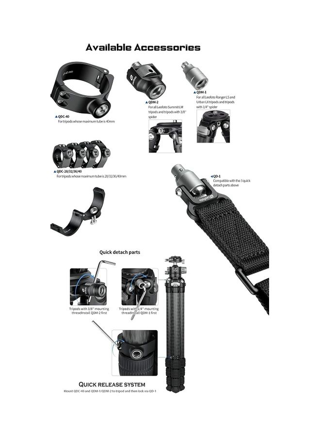 Leofoto Detach Modular Tripod Strap Compatible With LM-324C, LM-323C Screw Black  - Image 3