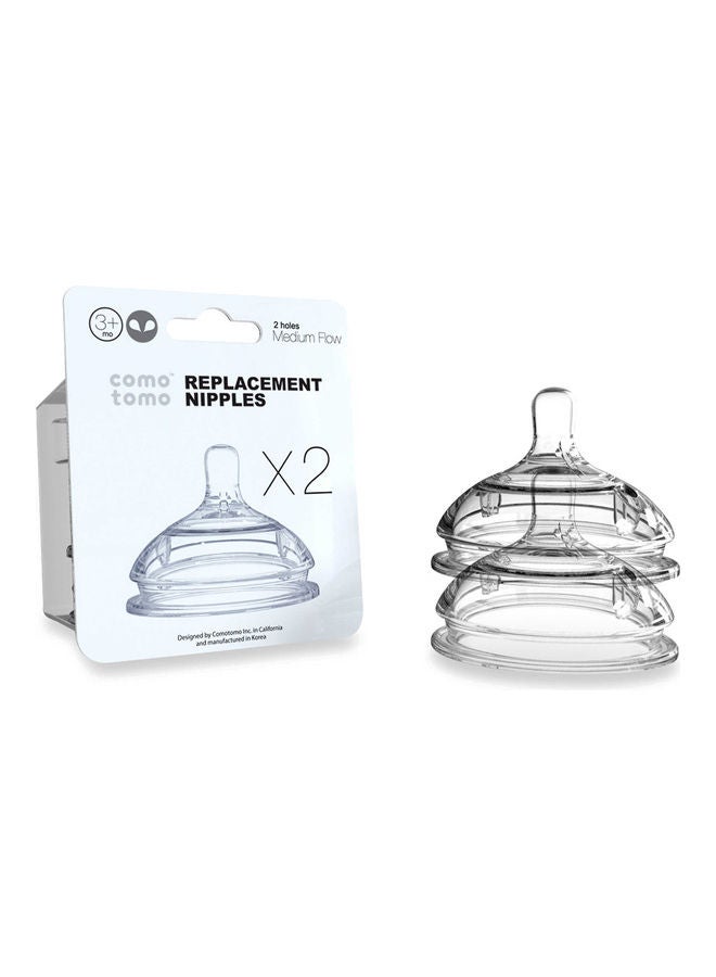 comotomo 2-Piece Replacement Silicone Nipple - Medium Flow - Image 2