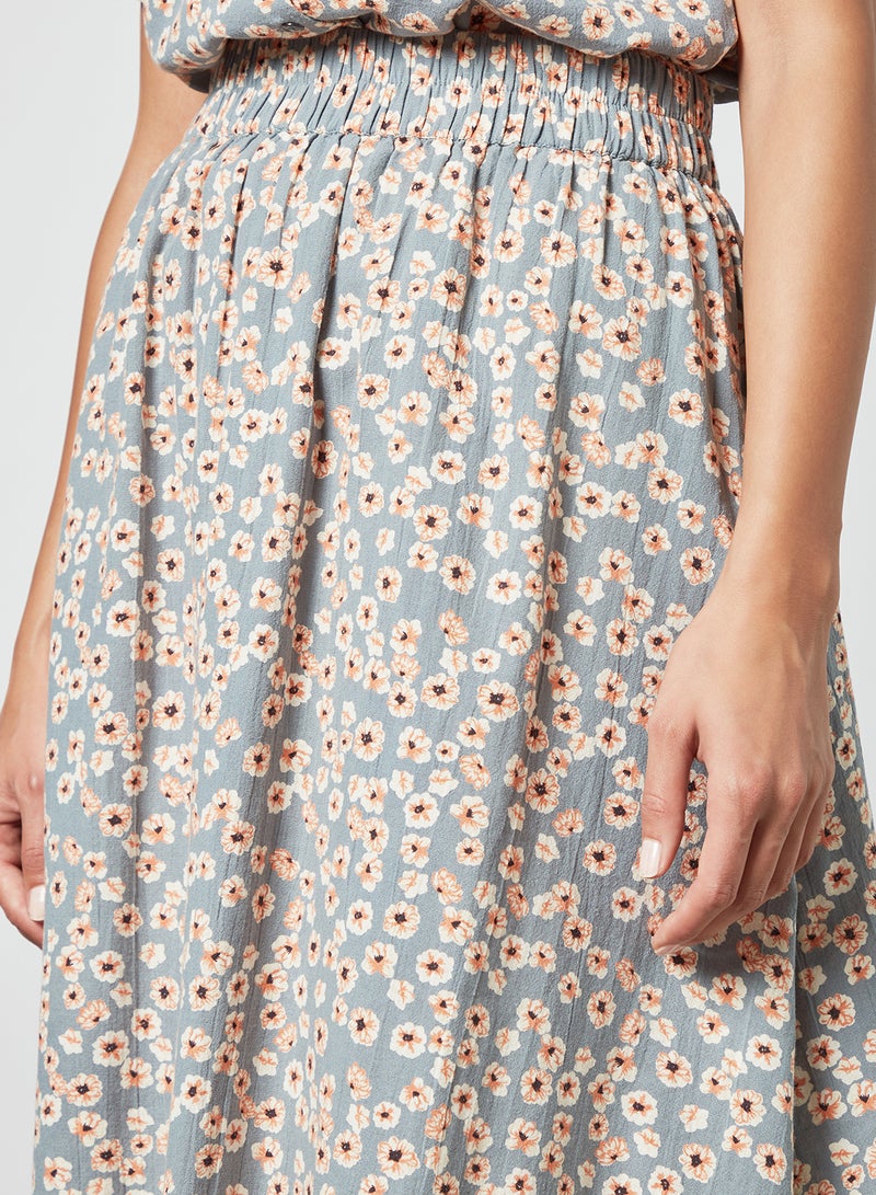 PIECES - Floral Print Midi Skirt Multicolour - Image 1