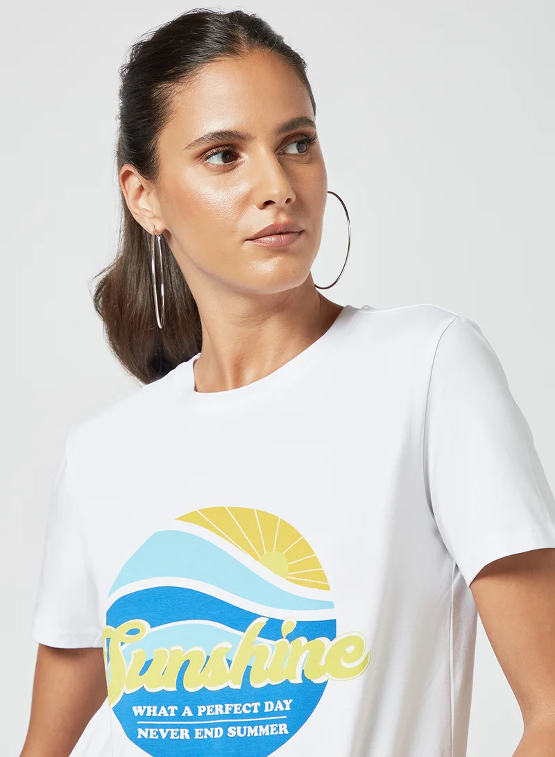 PIECES Graphic Print T-Shirt White