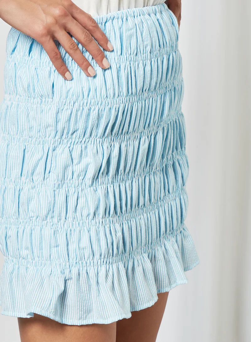 PIECES Shirred Mini Skirt Light Blue