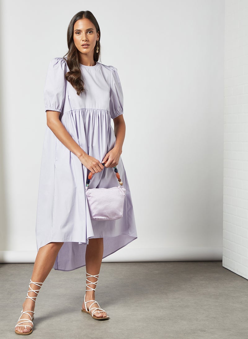 PIECES - Round Neck Midi Dress Light Purple - Image 1