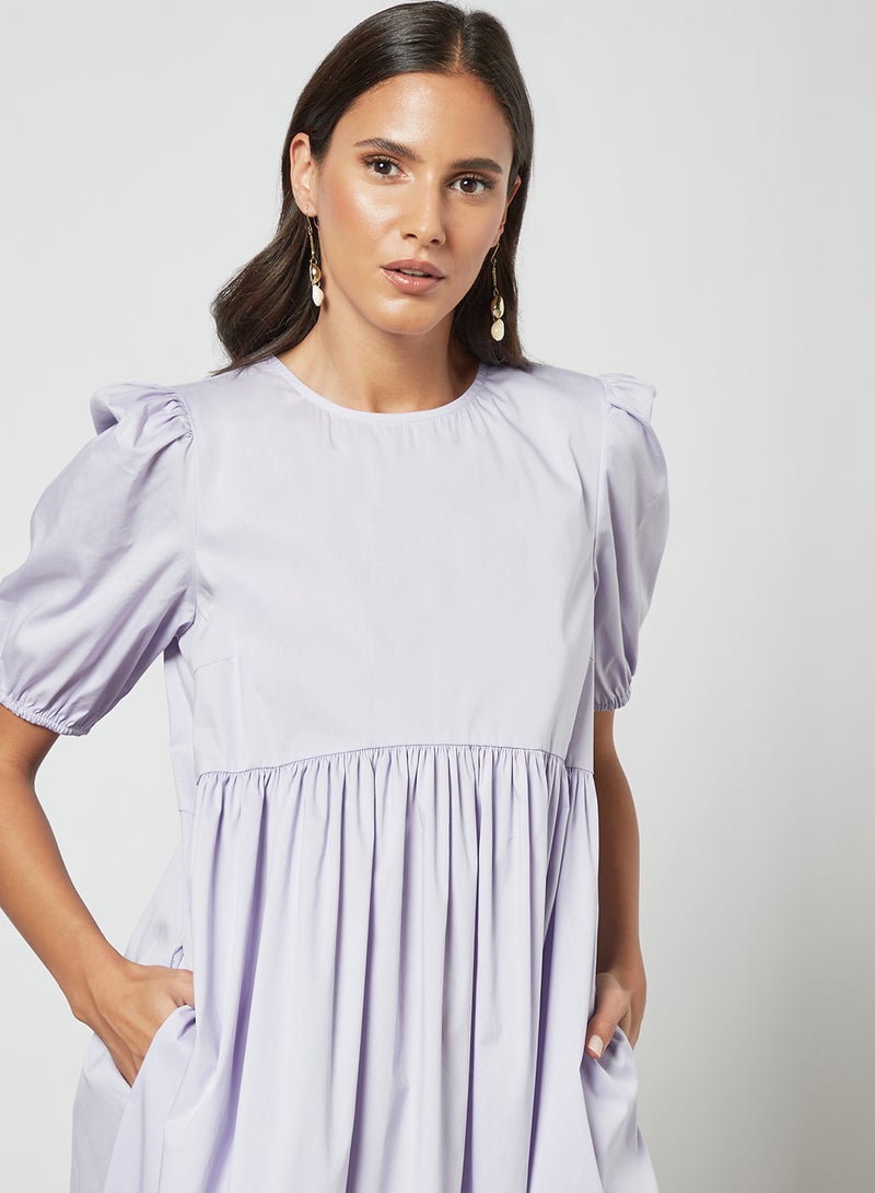 PIECES - Round Neck Midi Dress Light Purple - Image 1