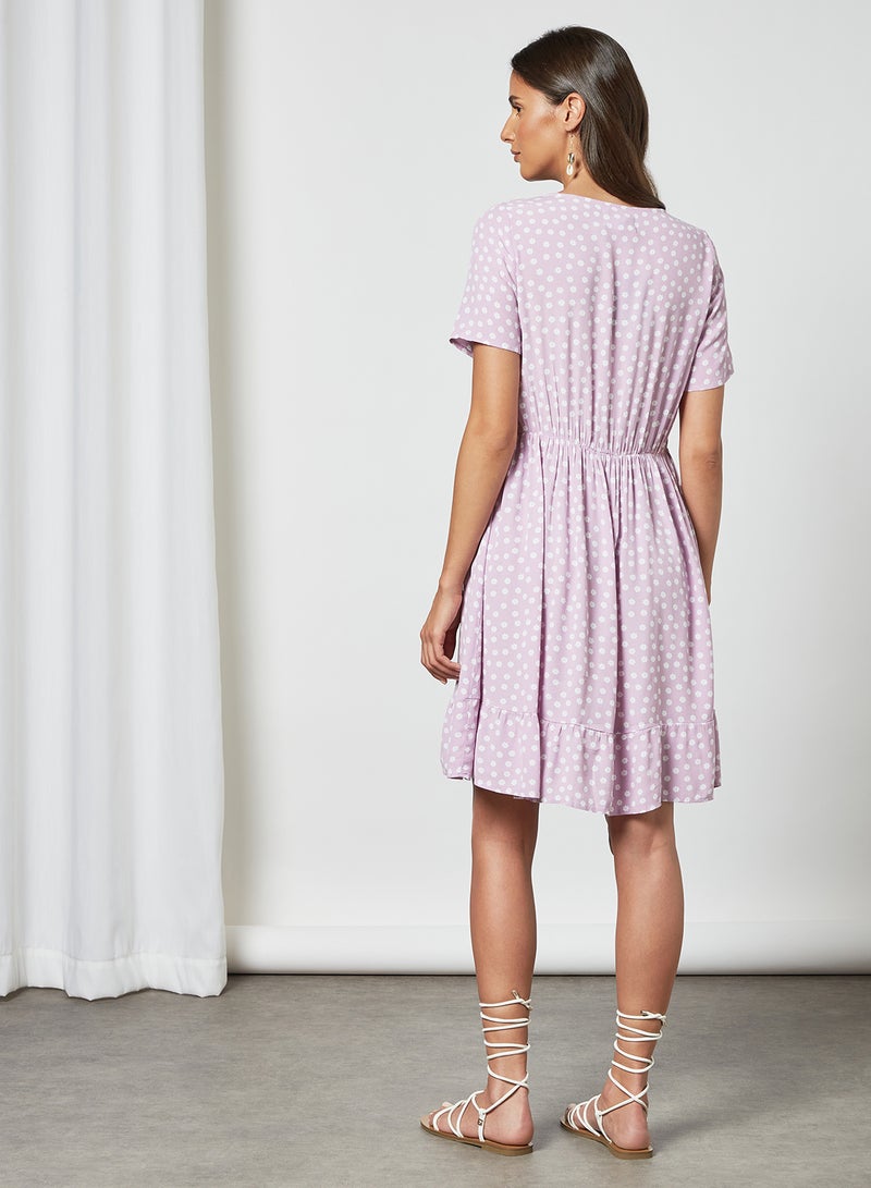 PIECES - Floral Print Midi Dress Light Purple - Image 1