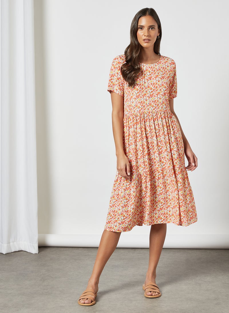 PIECES - Floral Print Midi Dress Multicolour - Image 1