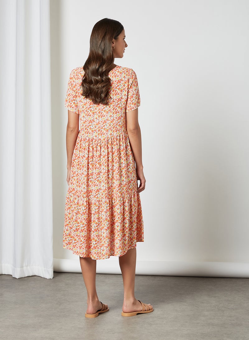 PIECES - Floral Print Midi Dress Multicolour - Image 1