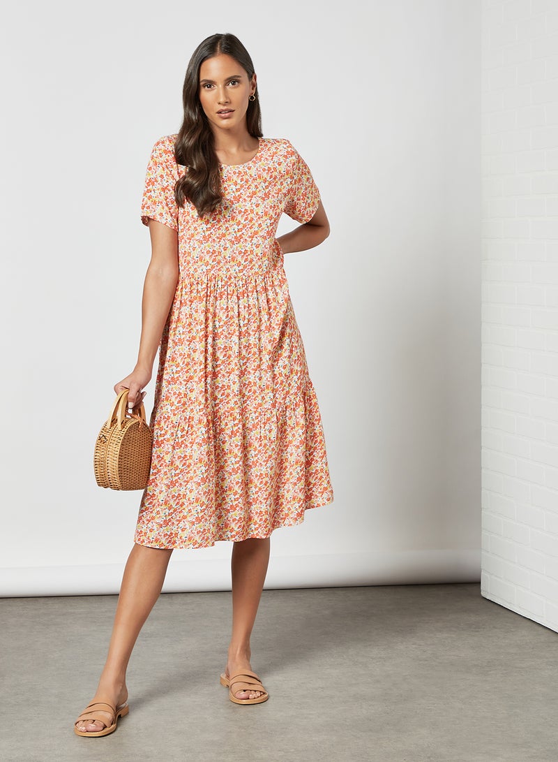 PIECES - Floral Print Midi Dress Multicolour - Image 1