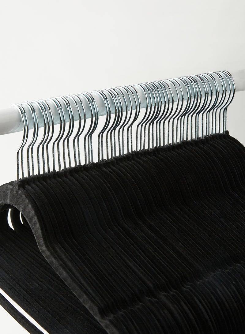 Switch 50 Piece Non-Slip Ultra Slim Velvet Multifunctional Hanger Set In Neutral Colour Made In Sturdy Material For Closet Organization Black 44.5x23.5cm  - Image 3