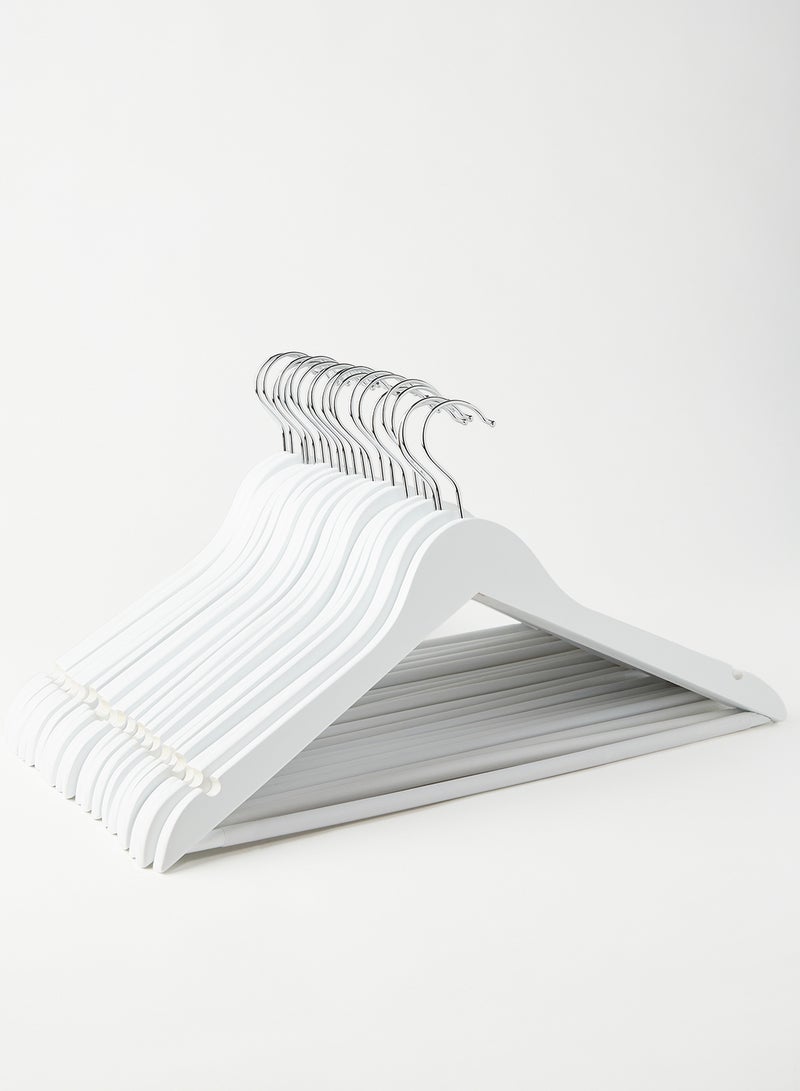 20 Piece Wooden Multifunctional Hanger Set In Neutral Colour Made In Sturdy Material For Closet Organization White/Silver 44X22.5 cm - v1625315011/N44102046A_1