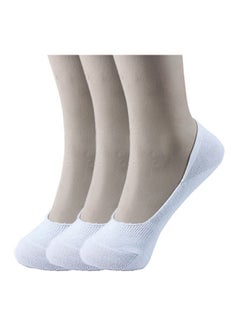 SAM SOCKS Invisible Silicon Plain Socks White 