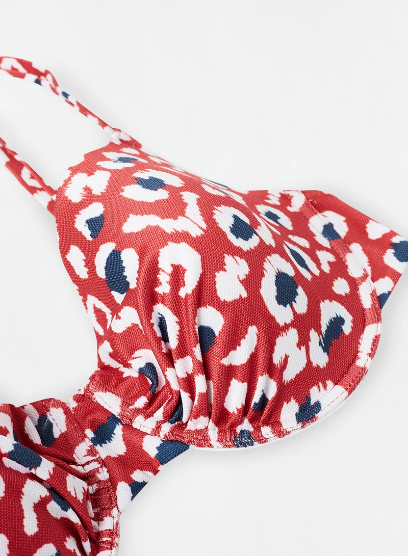 BLU4U Printed Padded Bra Red