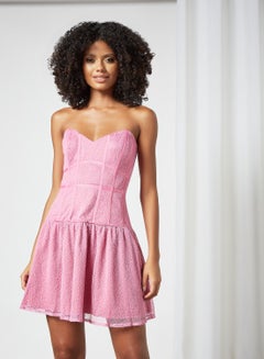 Strapless Lace Dress Pink