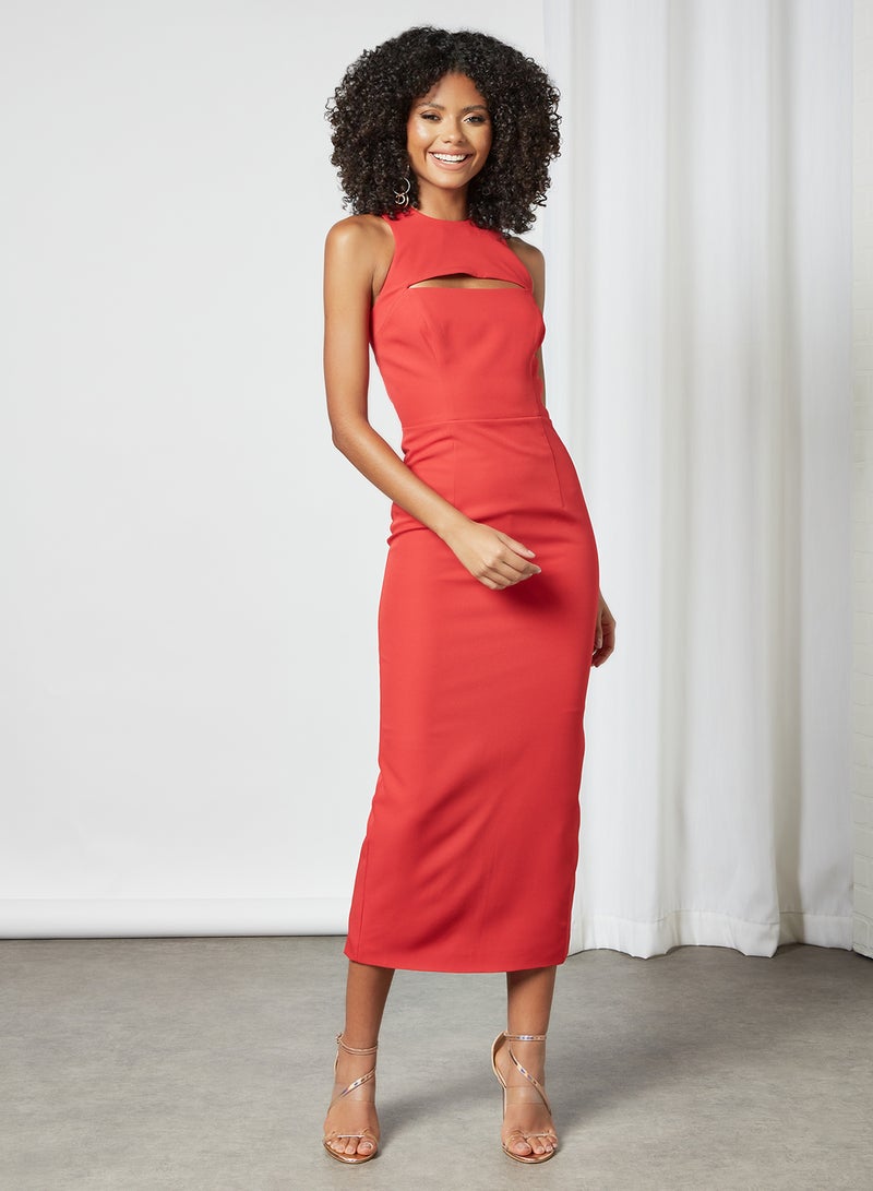 Bardot - Cut-Out Midi Dress Red - Image 1