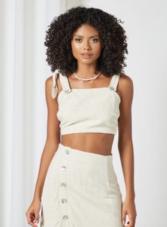 Bardot Tie Up Crop Top Off-White  - Image 1