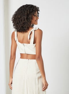 Bardot Tie Up Crop Top Off-White  - Image 3