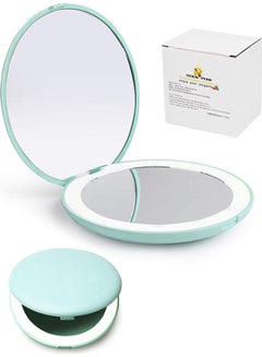 Rock Pow LED Lighted Travel Makeup Mirror Green  - Image 1