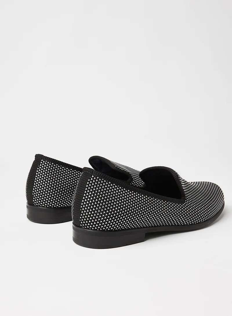 Duke & Dexter Pyramid Embossed Rubber Loafers Silver