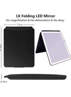 Rock Pow Folding Lighted Travel Makeup Mirror Black  - Image 2