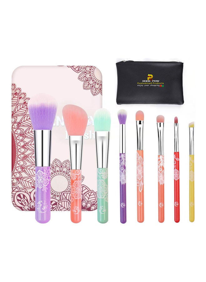 Rock Pow 8-Piece Rainbow Makeup Brush Set With Case Multicolour - Image 1