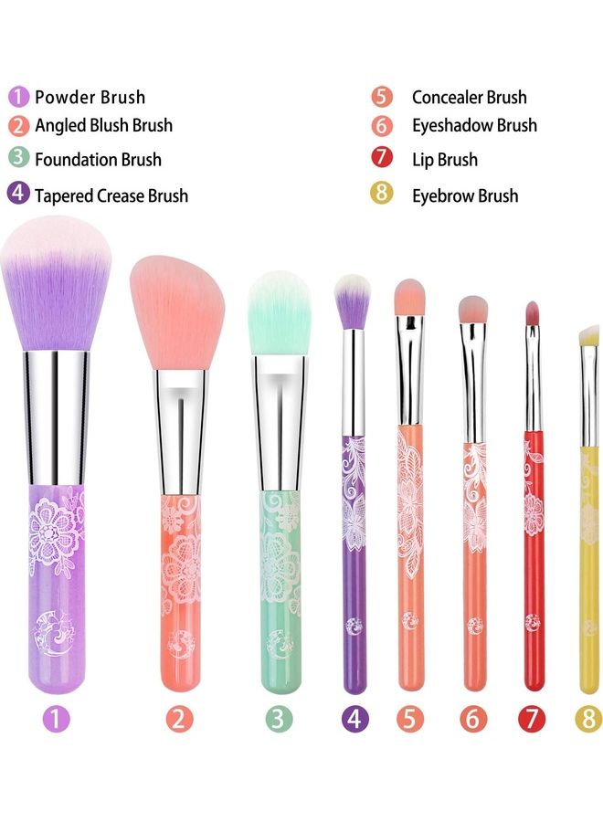 8-Piece Rainbow Makeup Brush Set With Case Multicolour - v1625375739/N48705027A_3