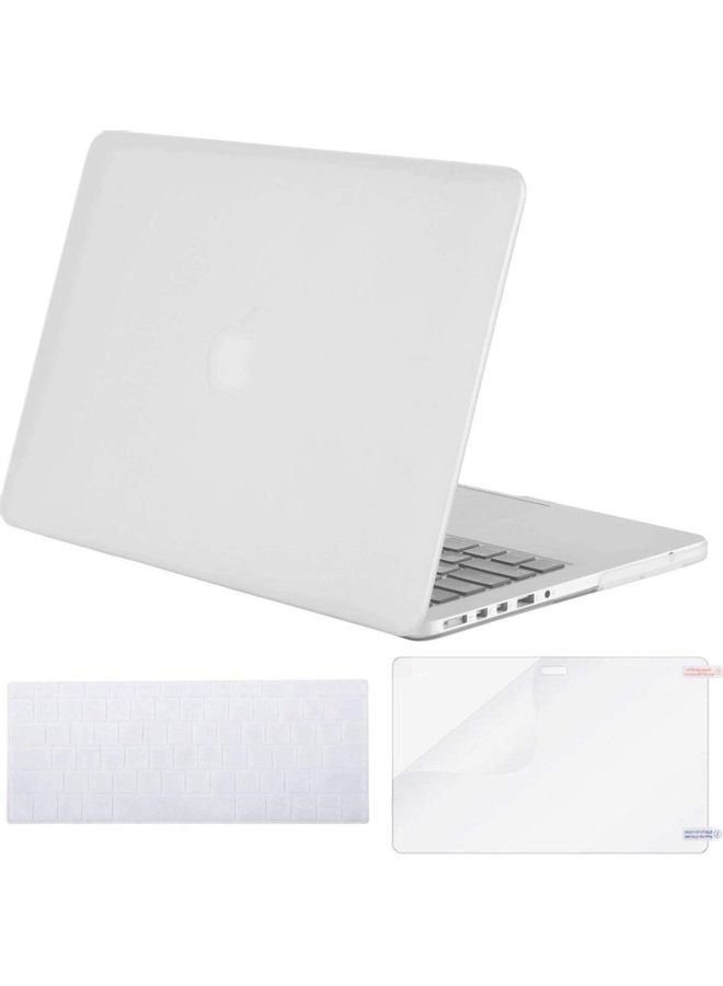 Protective Case With Keyboard Cover And Screen Protector For Apple MacBook Air 13-Inch Release A1466/A1369 White