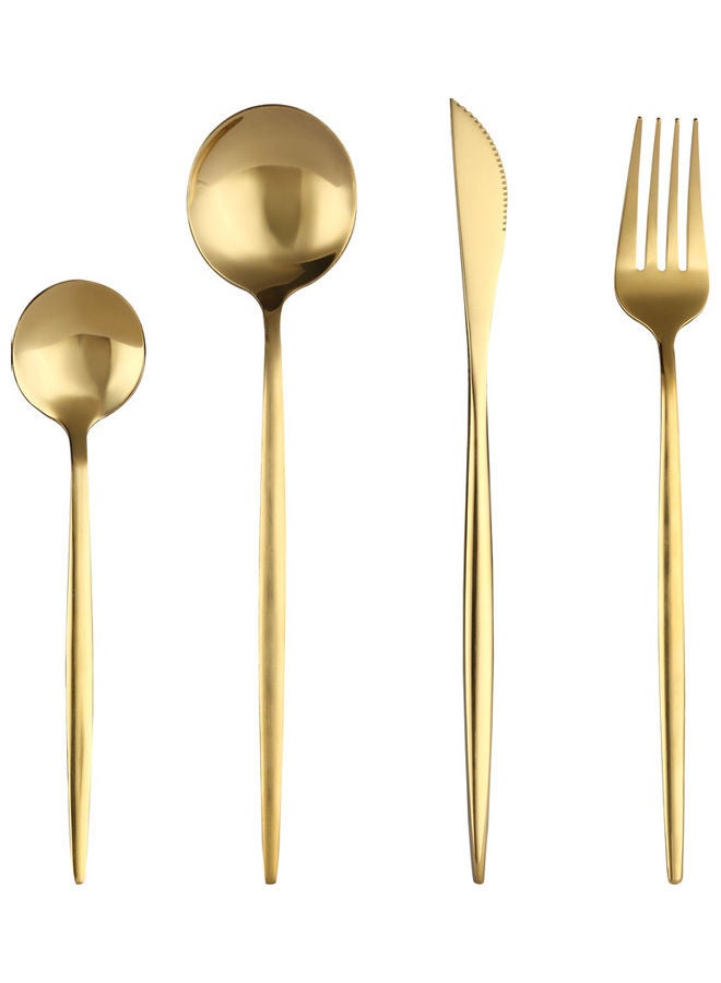 صن هوم طقم أدوات مائدة من الستانلس ستيل مكون من 4 قطع ذهبي - Image 2