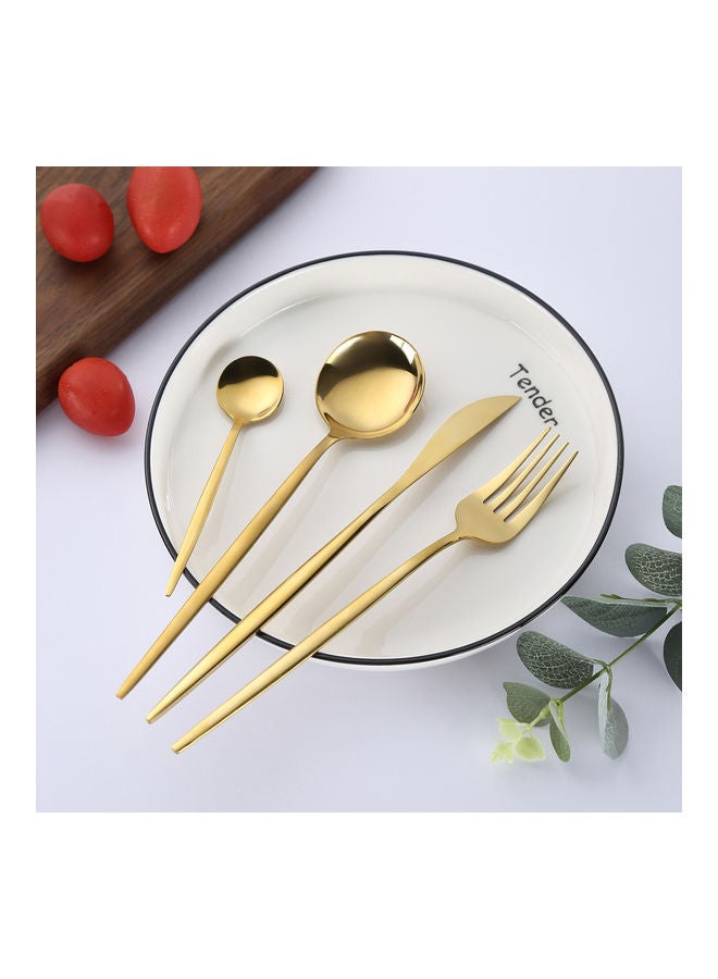 صن هوم طقم أدوات مائدة من الستانلس ستيل مكون من 4 قطع ذهبي - Image 3