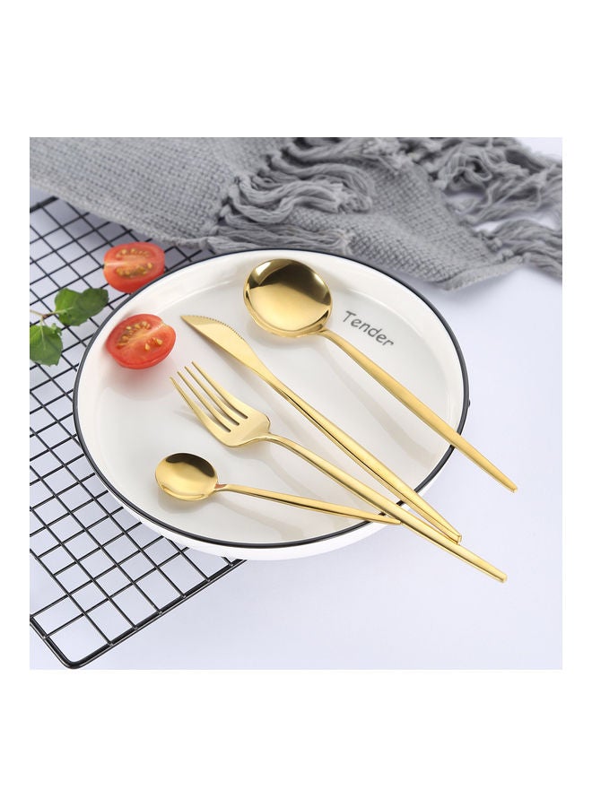 صن هوم طقم أدوات مائدة من الستانلس ستيل مكون من 4 قطع ذهبي - Image 1